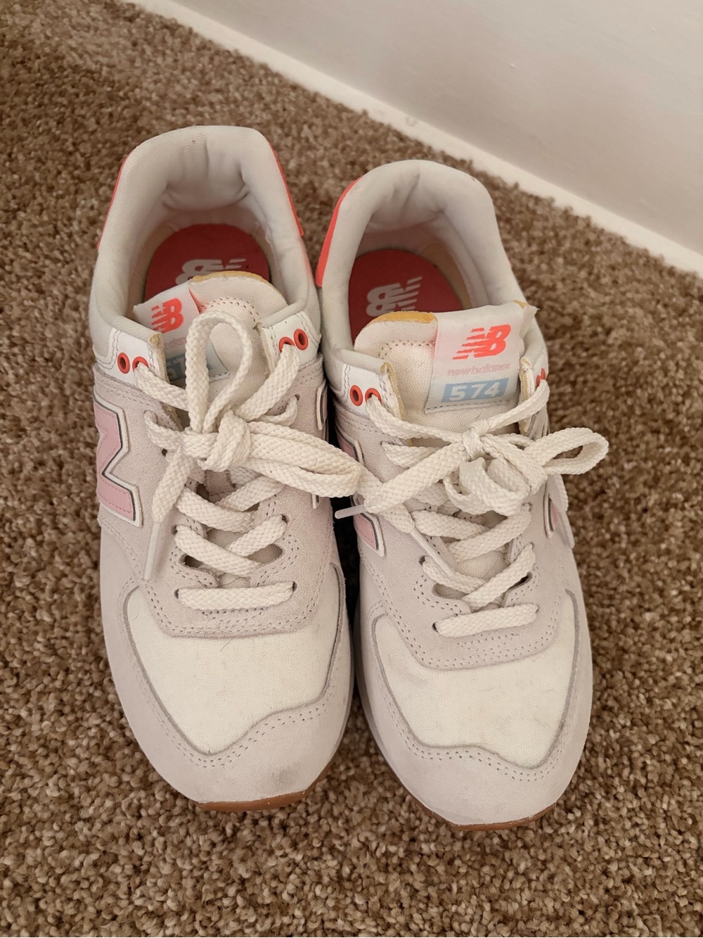 New Balance Cream, Pink & Yellow Casual Sneakers - Picture 2 of 5